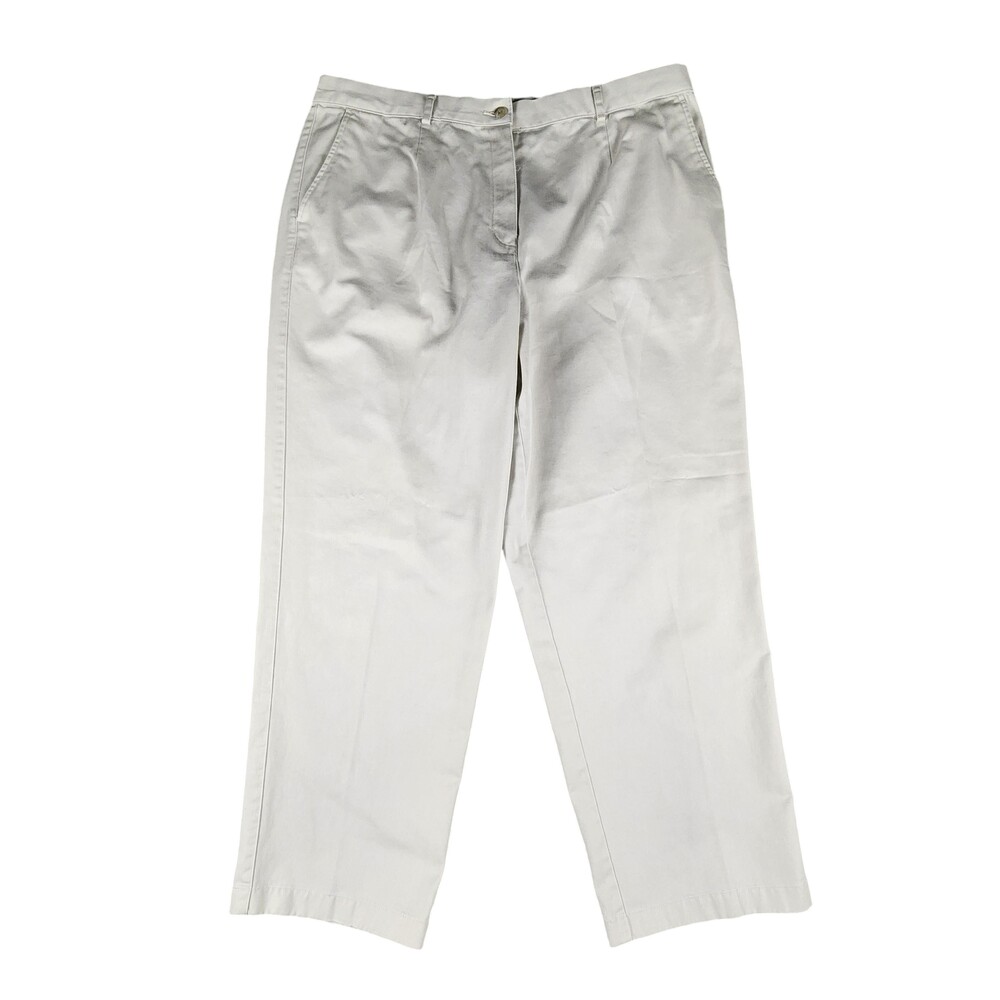 L.L.Bean Pants Womens 18P Beige Chino Elastic Waist Cotton Twill Relaxed Fit